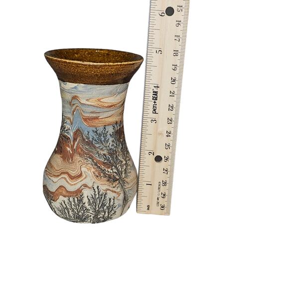 Vintage Sevierville Pottery Bud Mini Vase Trees Dendritic Swirl Tennessee - Picture 6 of 12